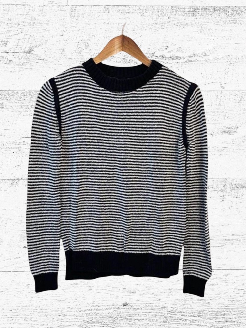 Harper Lane Striped Black and White Crewneck Sweater